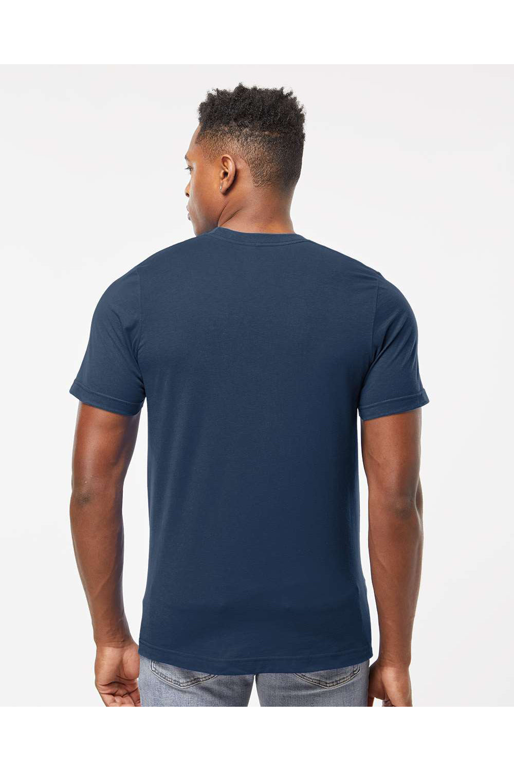 Tultex 602 Mens Short Sleeve Crewneck T-Shirt Navy Blue Model Back