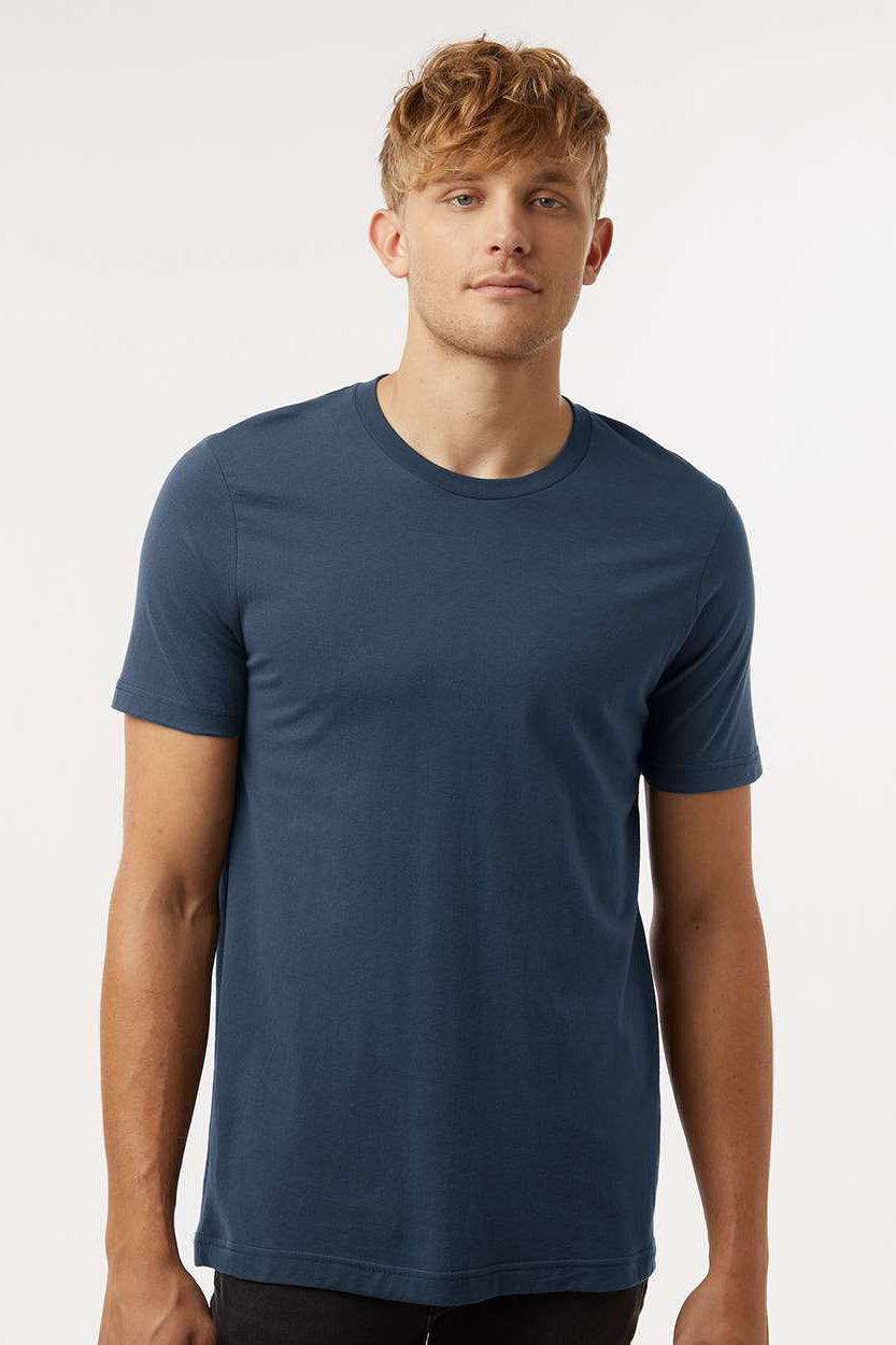 Tultex 602 Mens Short Sleeve Crewneck T-Shirt Navy Blue Model Front