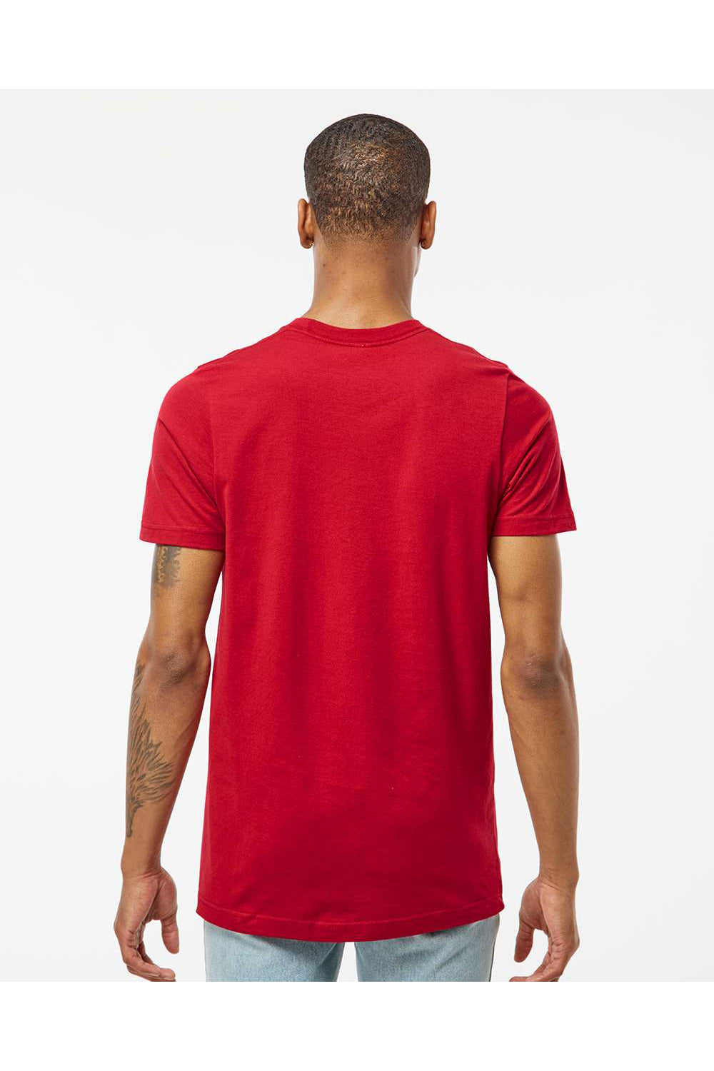 Tultex 602 Mens Short Sleeve Crewneck T-Shirt Red Model Back