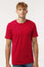 Tultex 602 Mens Short Sleeve Crewneck T-Shirt Red Model Front