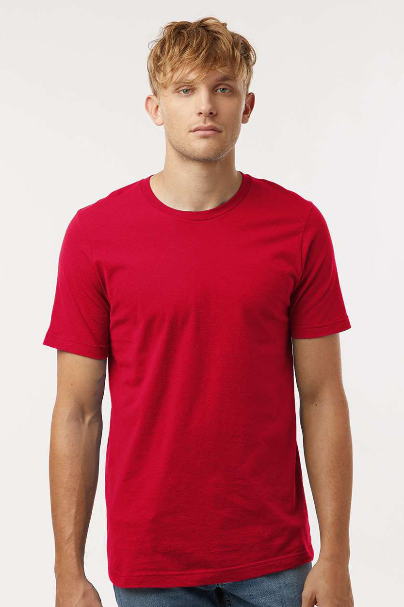 Tultex 602 Mens Short Sleeve Crewneck T-Shirt Red Model Front