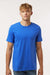 Tultex 602 Mens Short Sleeve Crewneck T-Shirt Royal Blue Model Front