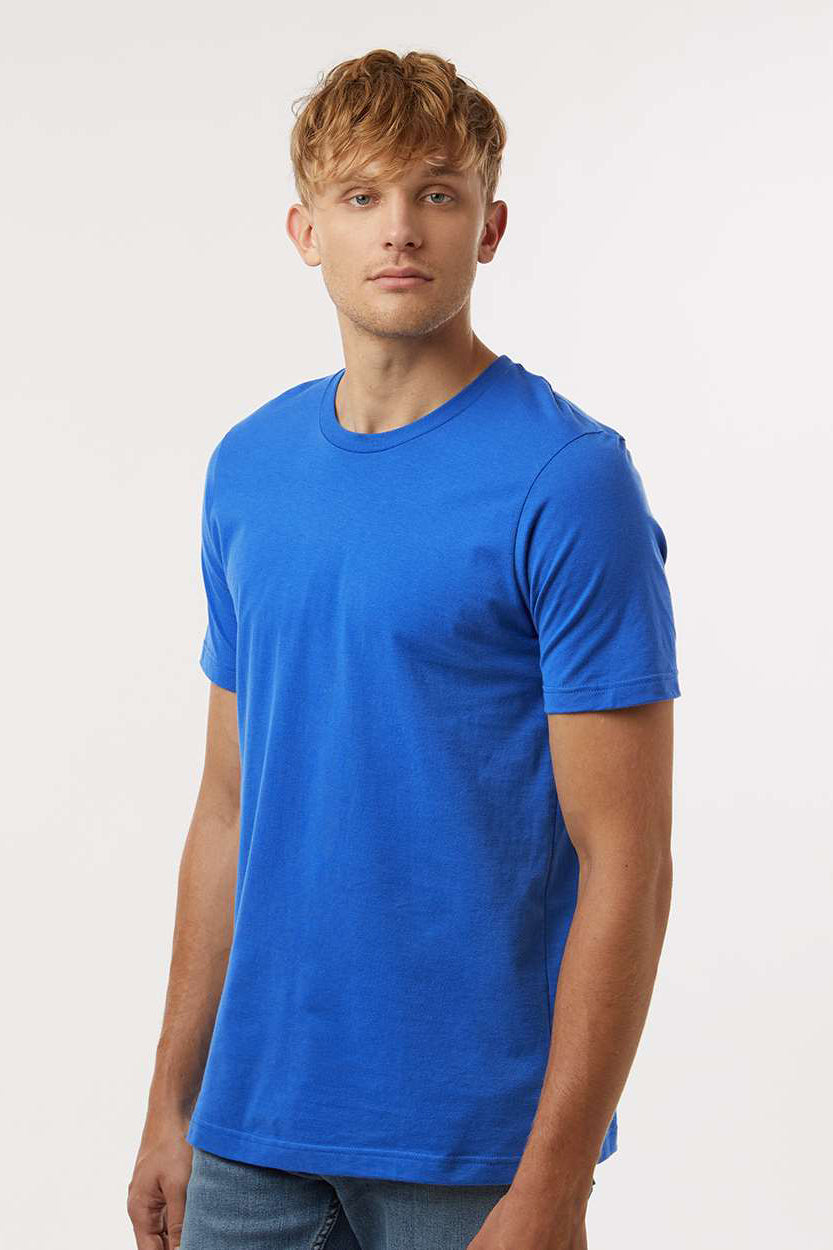 Tultex 602 Mens Short Sleeve Crewneck T-Shirt Royal Blue Model Side