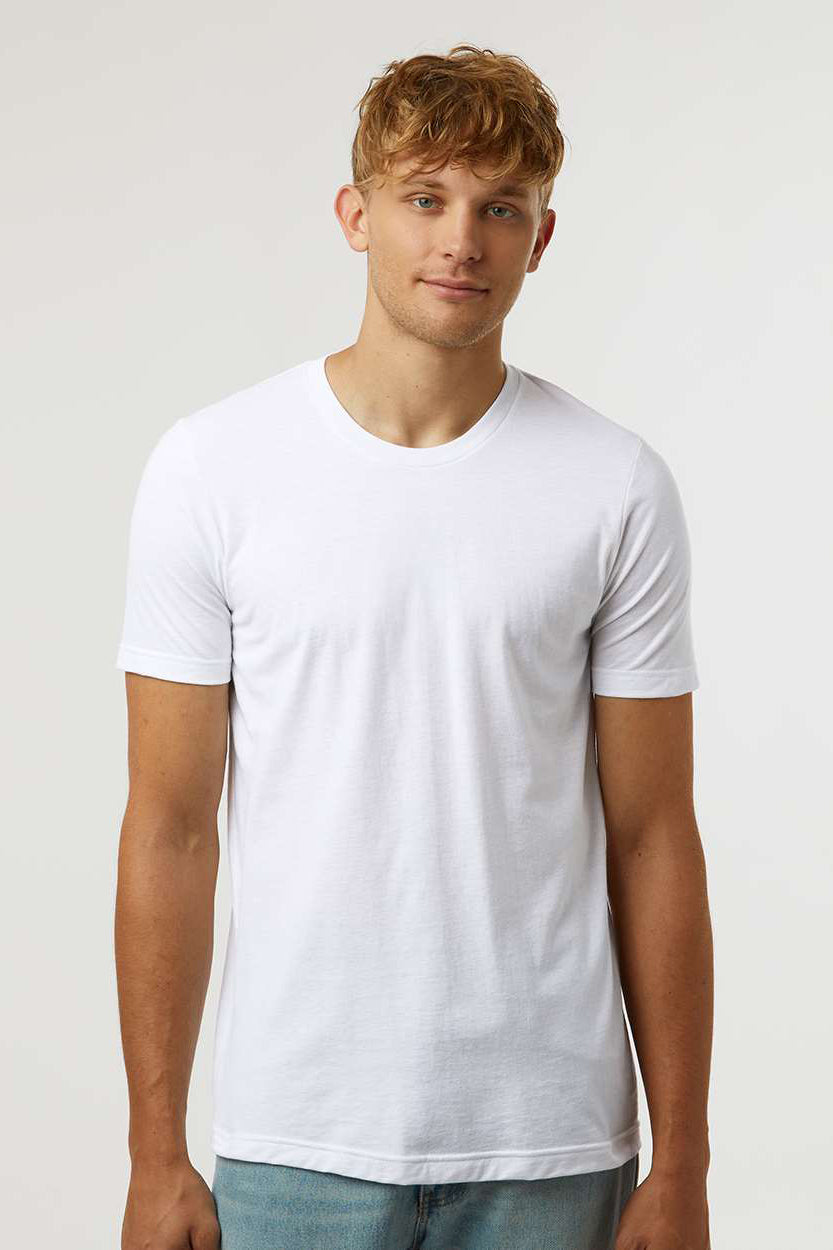 Tultex 602 Mens Short Sleeve Crewneck T-Shirt White Model Front