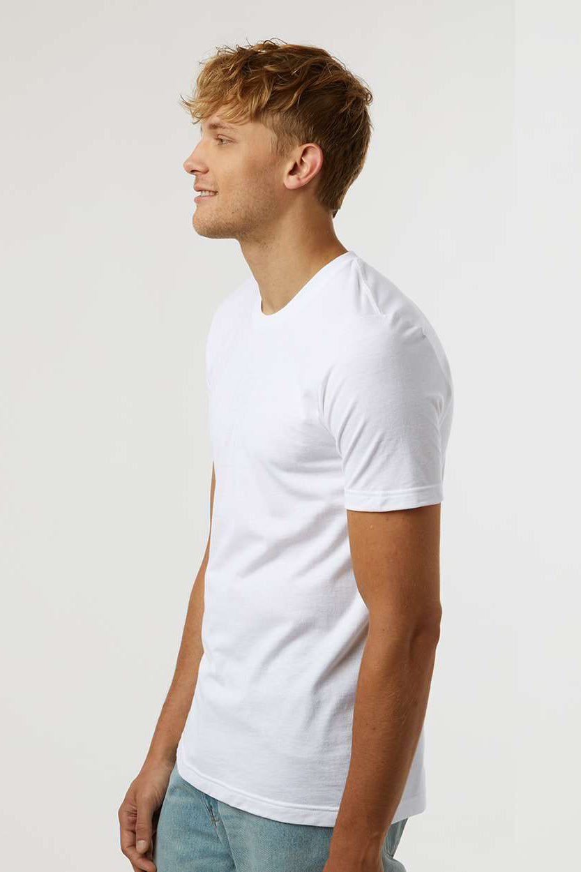 Tultex 602 Mens Short Sleeve Crewneck T-Shirt White Model Side