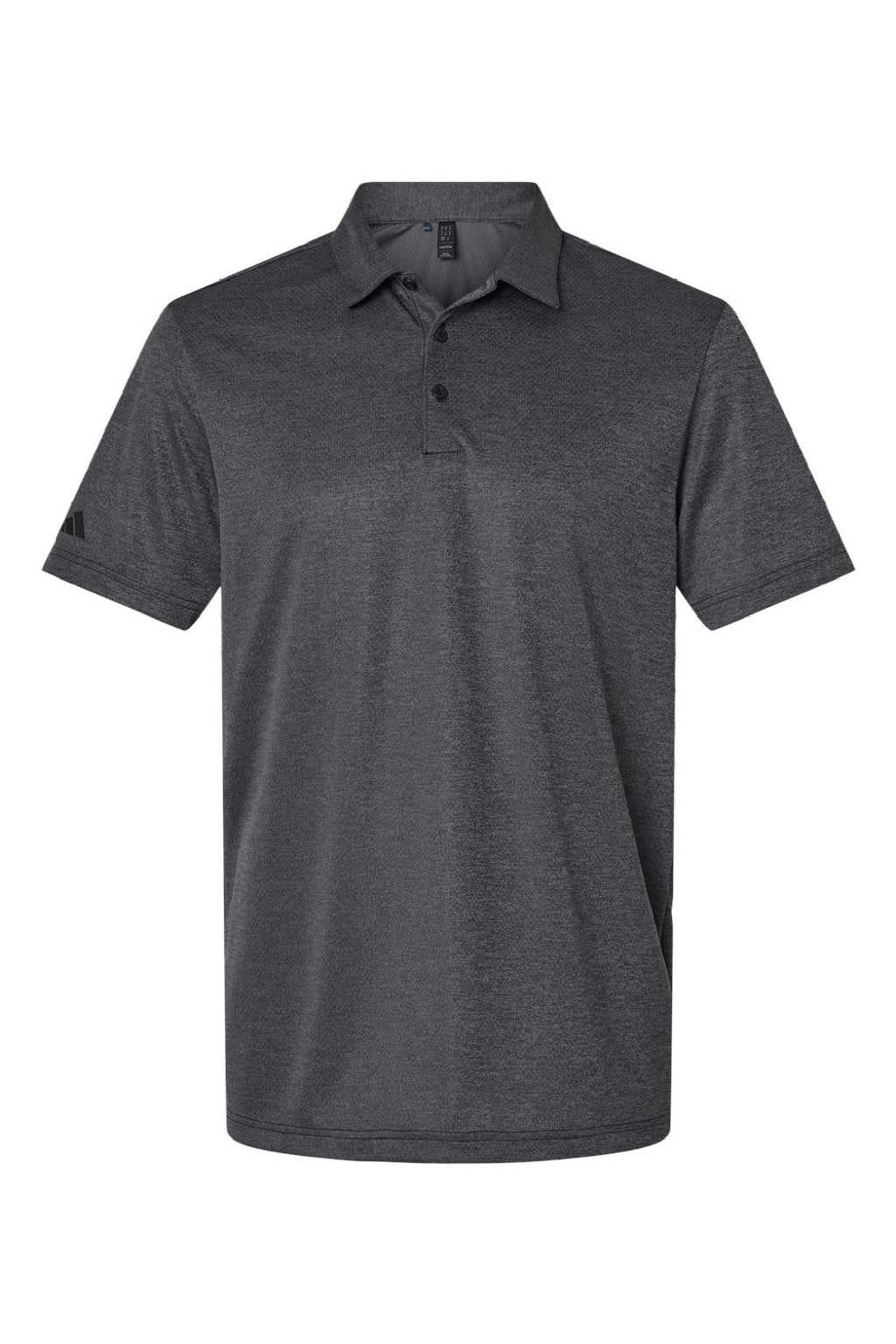 Adidas A591 Mens Space Dyed Short Sleeve Polo Shirt Black Melange Flat Front