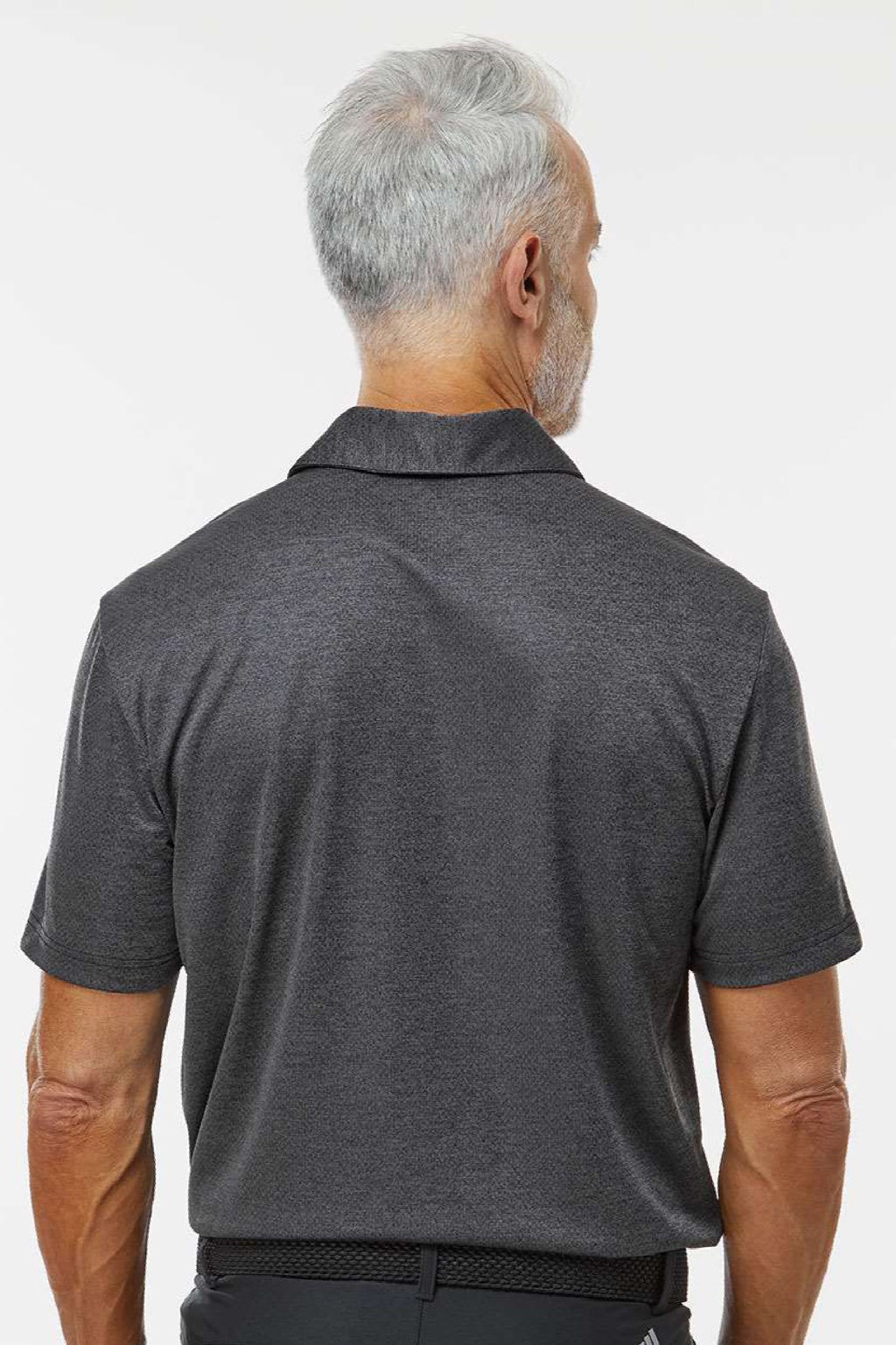 Adidas A591 Mens Space Dyed Short Sleeve Polo Shirt Black Melange Model Back
