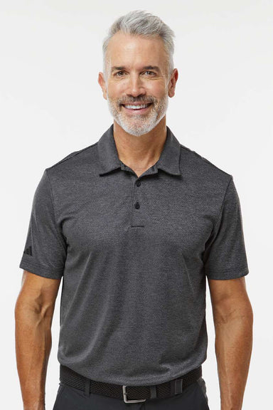 Adidas A591 Mens Space Dyed Short Sleeve Polo Shirt Black Melange Model Front