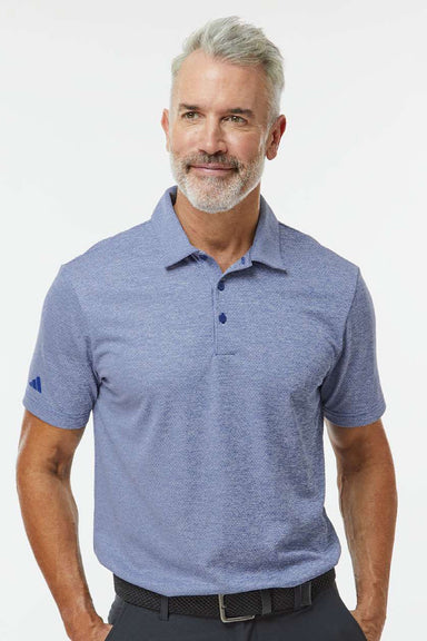 Adidas A591 Mens Space Dyed Short Sleeve Polo Shirt Collegiate Royal Blue Melange Model Front