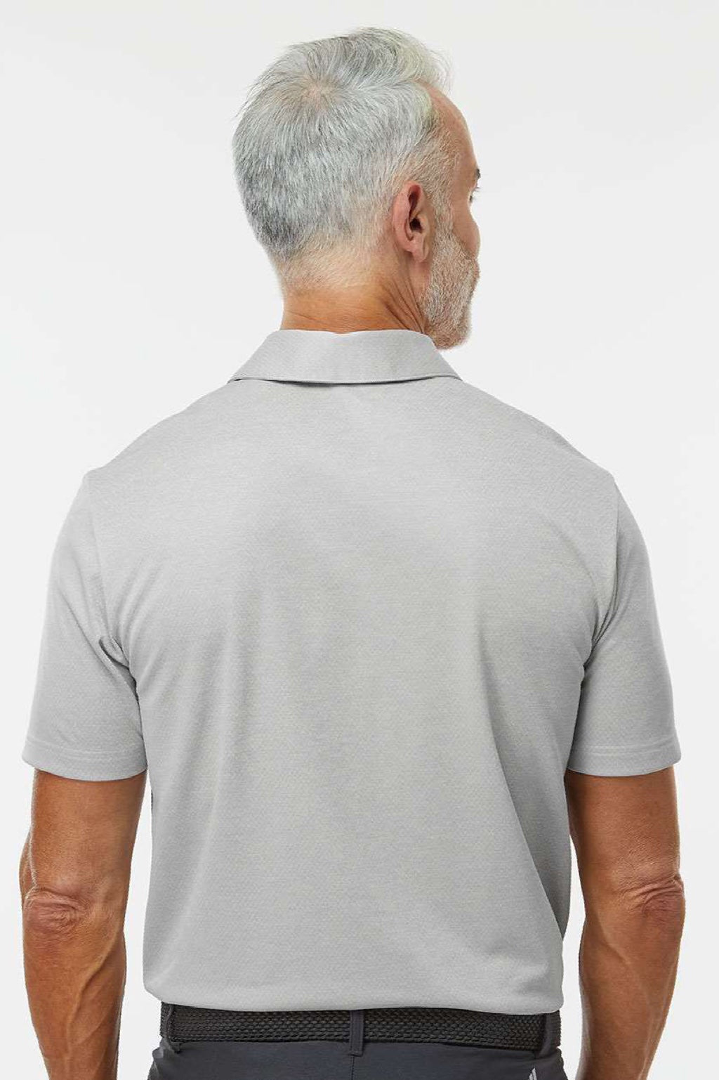 Adidas A591 Mens Space Dyed Short Sleeve Polo Shirt Heather Grey Model Back