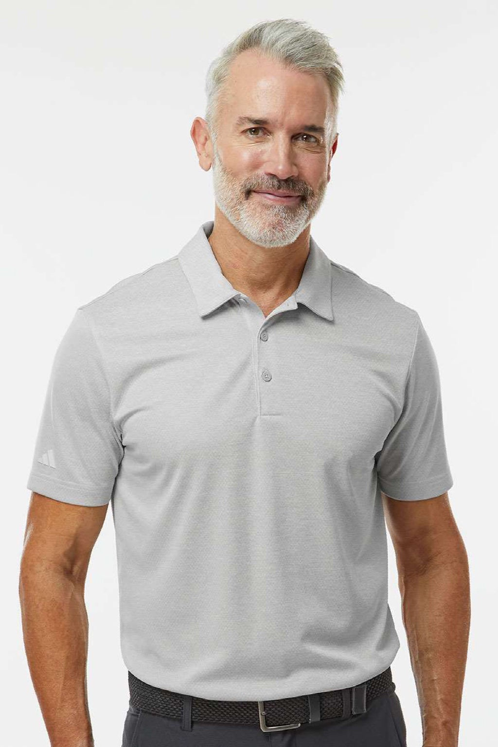 Adidas A591 Mens Space Dyed Short Sleeve Polo Shirt Heather Grey Model Front