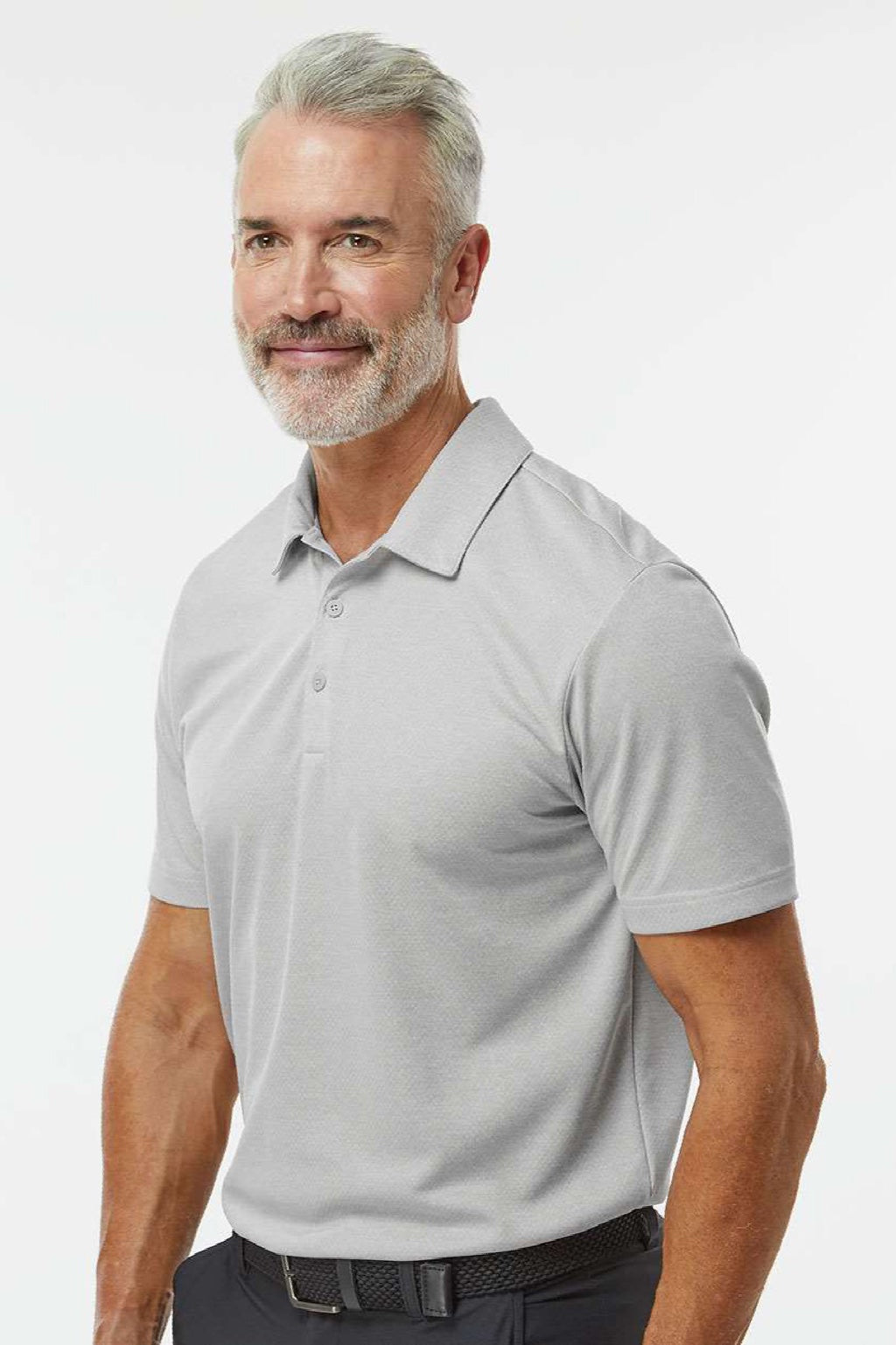 Adidas A591 Mens Space Dyed Short Sleeve Polo Shirt Heather Grey Model Side