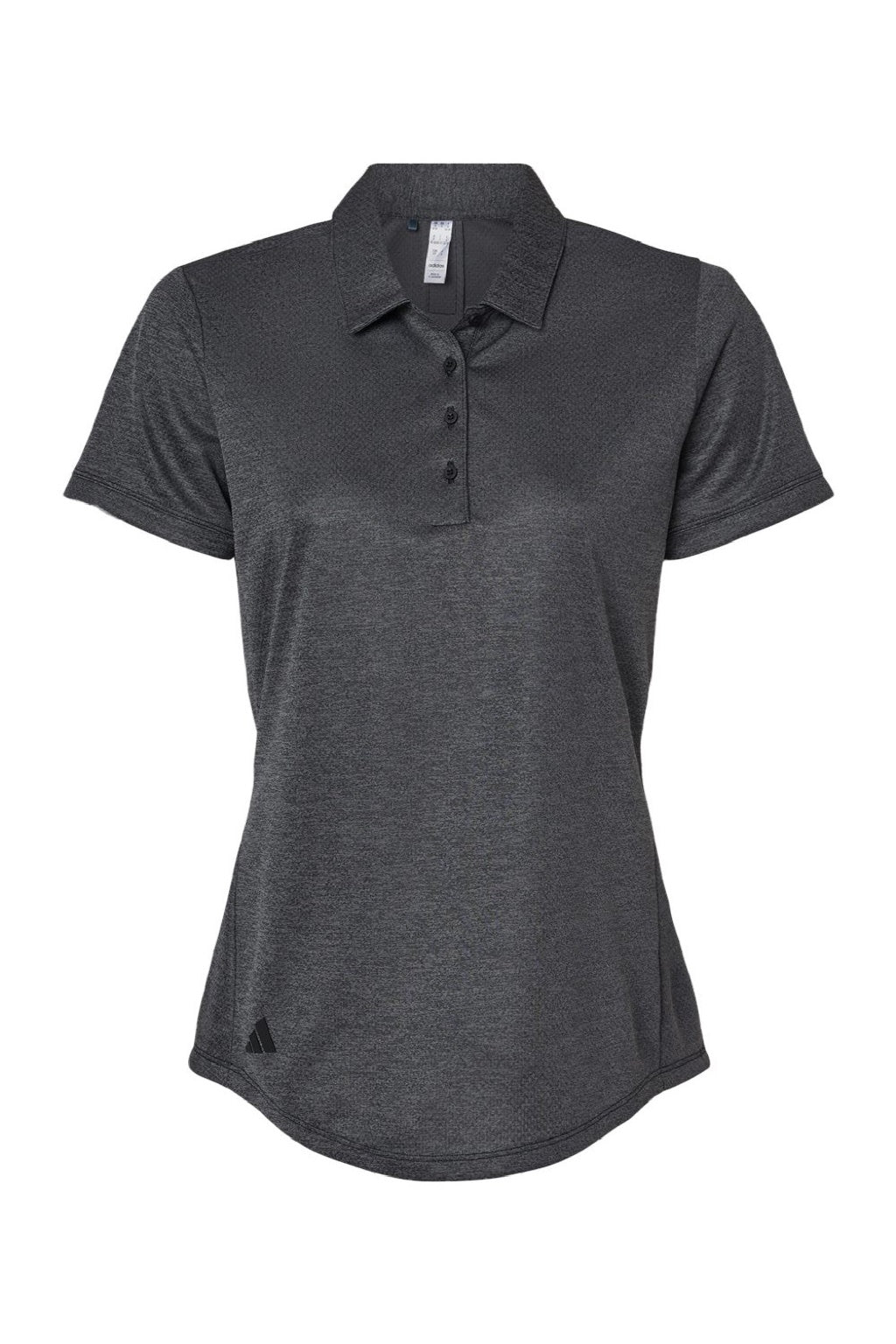 Adidas A592 Womens Space Dyed Short Sleeve Polo Shirt Black Melange Flat Front