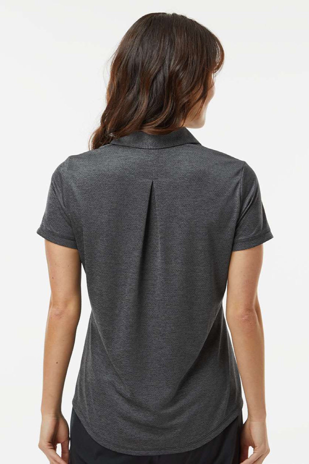 Adidas A592 Womens Space Dyed Short Sleeve Polo Shirt Black Melange Model Back