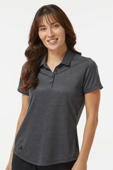 Adidas A592 Womens Space Dyed Short Sleeve Polo Shirt Black Melange Model Front
