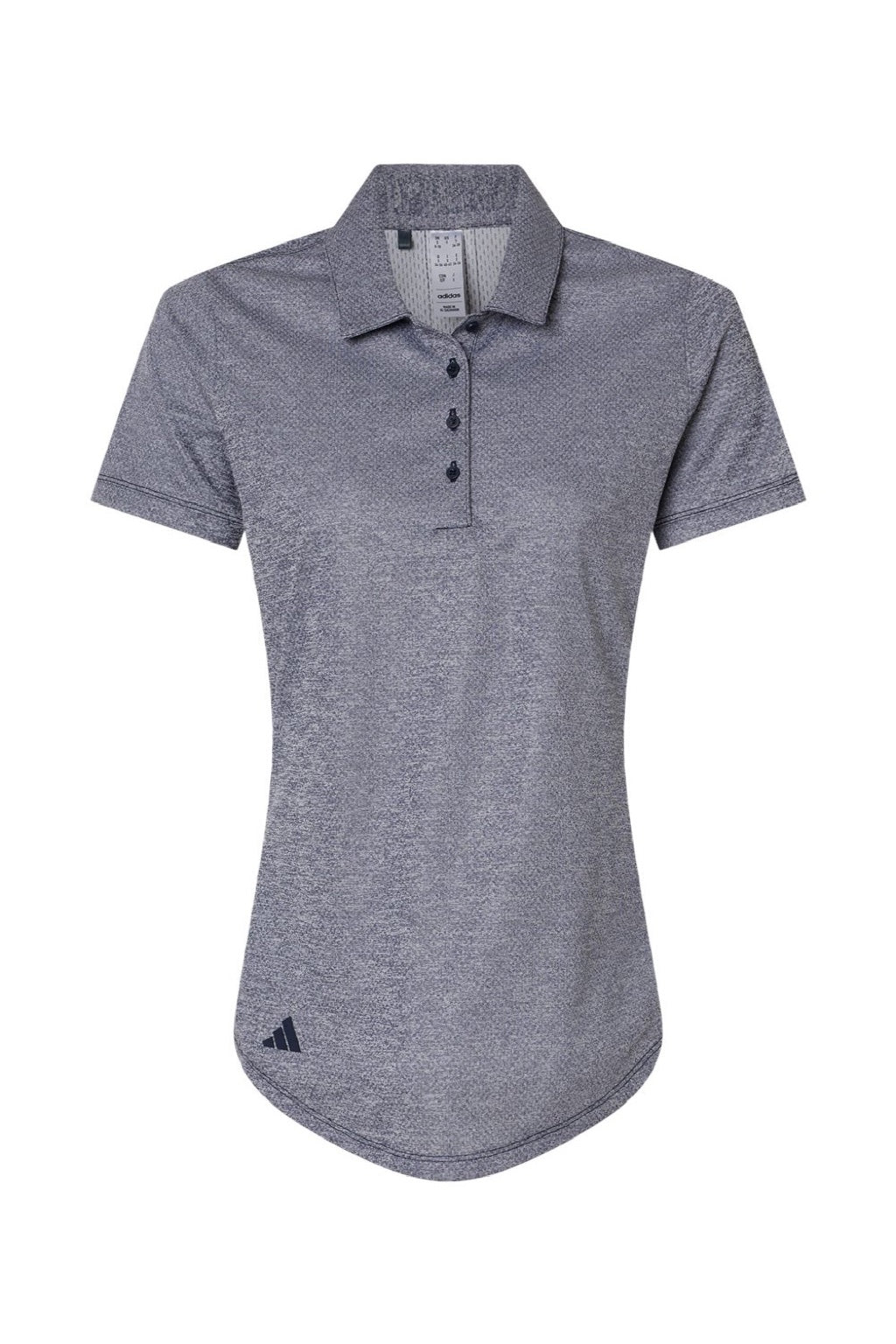 Adidas A592 Womens Space Dyed Short Sleeve Polo Shirt Collegiate Navy Blue Melange Flat Front