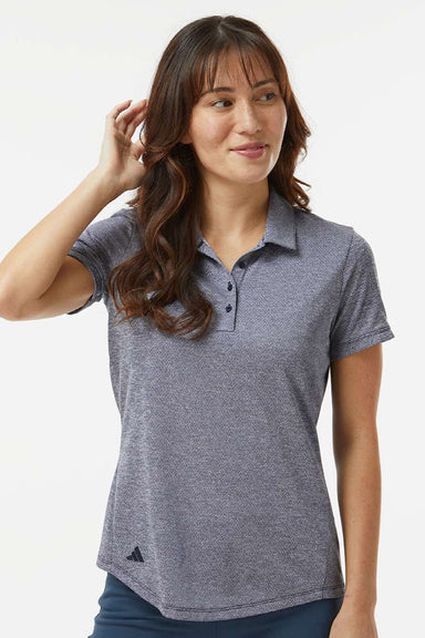 Adidas A592 Womens Space Dyed Short Sleeve Polo Shirt Collegiate Navy Blue Melange Model Front