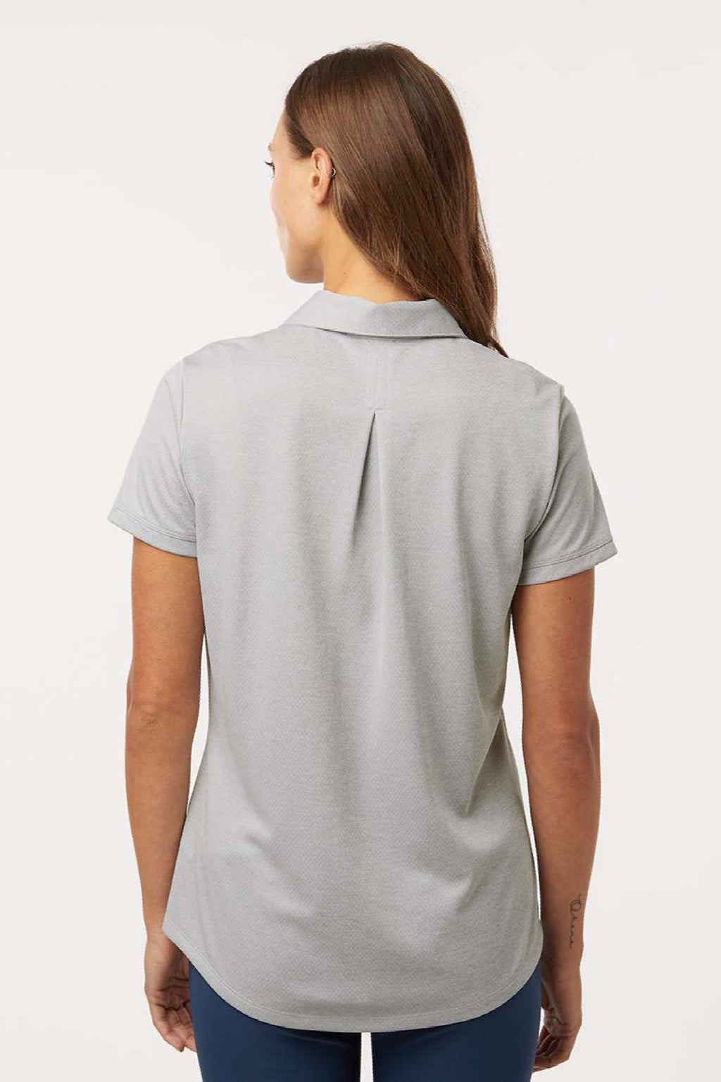 Adidas A592 Womens Space Dyed Short Sleeve Polo Shirt Heather Grey Model Back