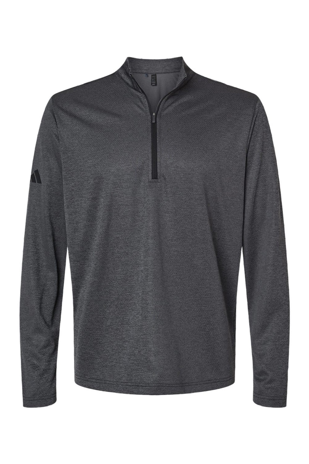Adidas A593 Mens Space Dyed 1/4 Zip Sweatshirt Black Melange Flat Front