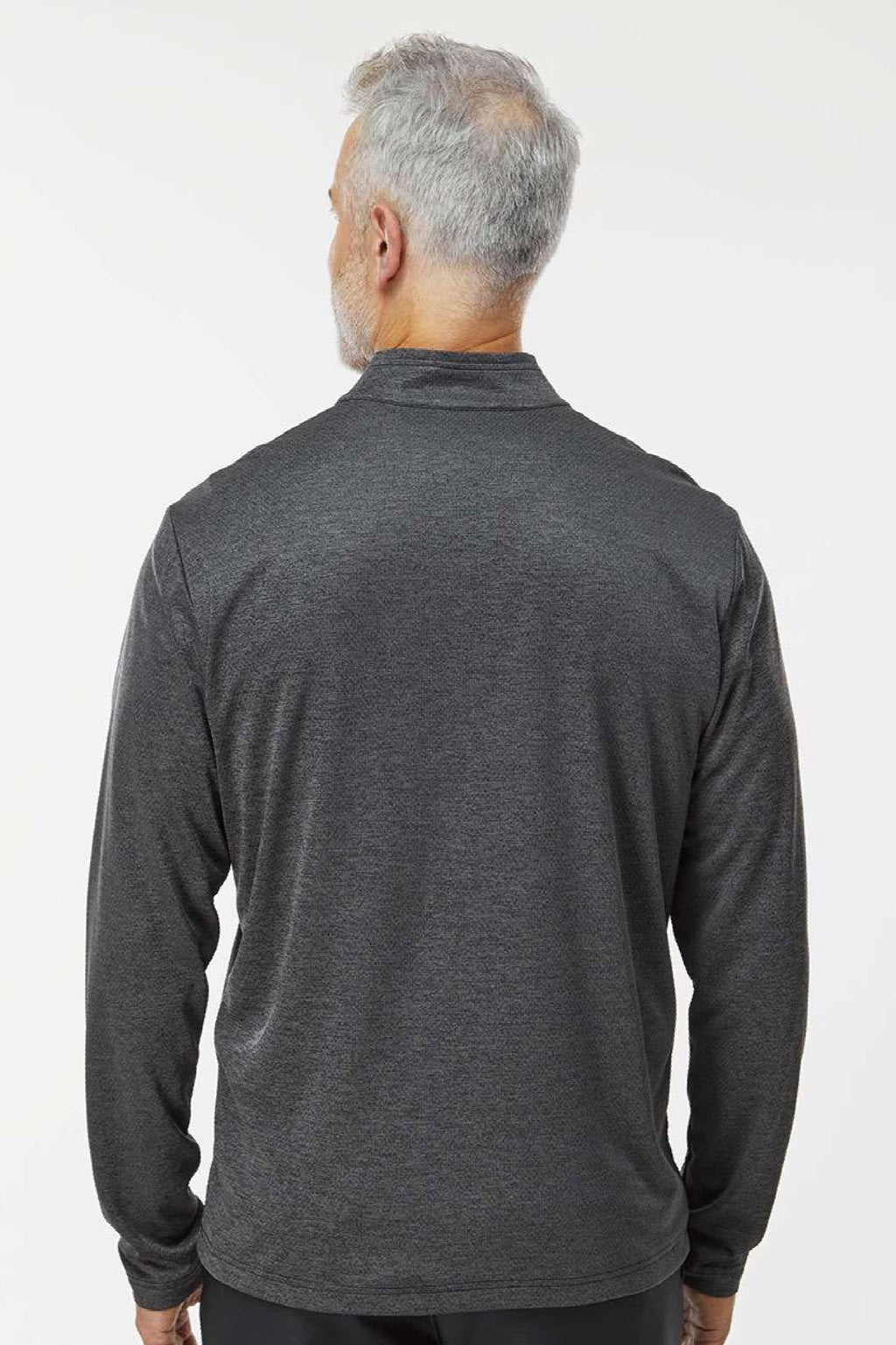 Adidas A593 Mens Space Dyed 1/4 Zip Sweatshirt Black Melange Model Back