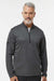 Adidas A593 Mens Space Dyed 1/4 Zip Sweatshirt Black Melange Model Front