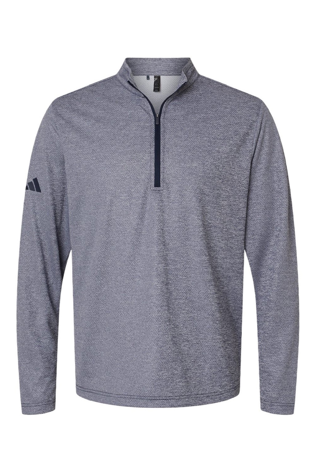 Adidas A593 Mens Space Dyed 1/4 Zip Sweatshirt Collegiate Navy Blue Melange Flat Front