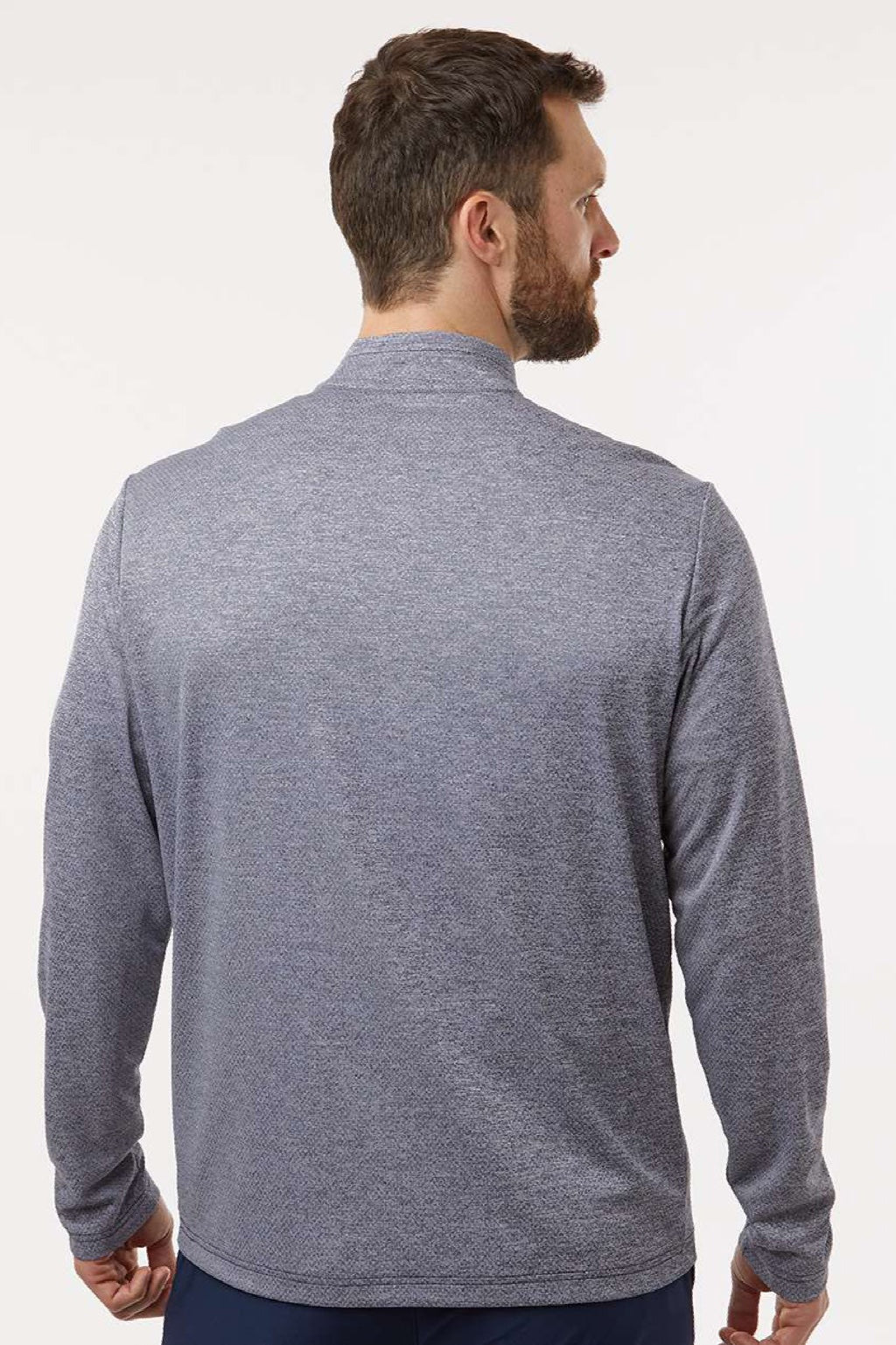 Adidas A593 Mens Space Dyed 1/4 Zip Sweatshirt Collegiate Navy Blue Melange Model Back