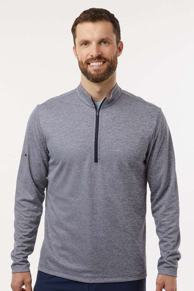 Adidas A593 Mens Space Dyed 1/4 Zip Sweatshirt Collegiate Navy Blue Melange Model Front