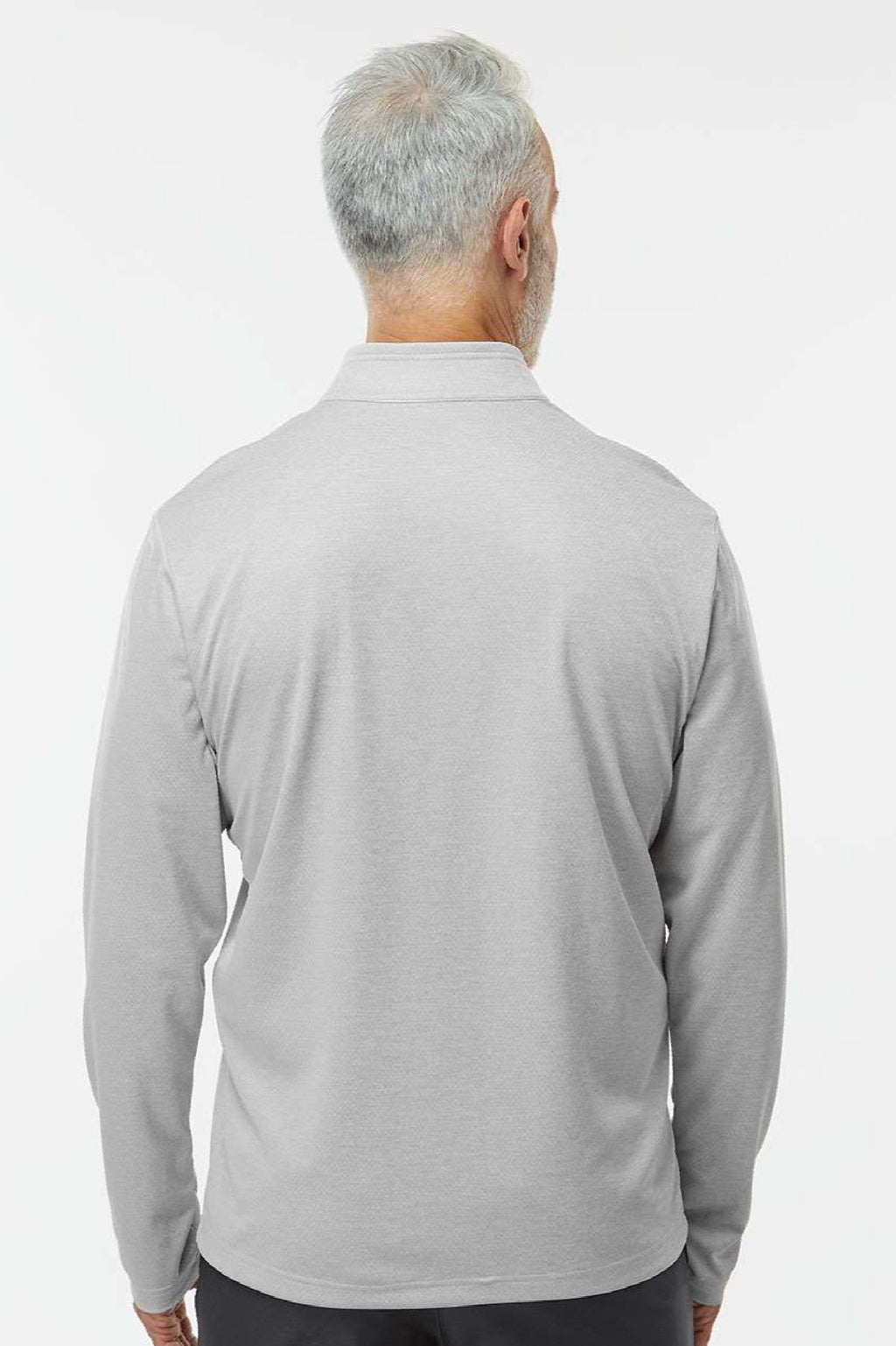 Adidas A593 Mens Space Dyed 1/4 Zip Sweatshirt Heather Grey Model Back