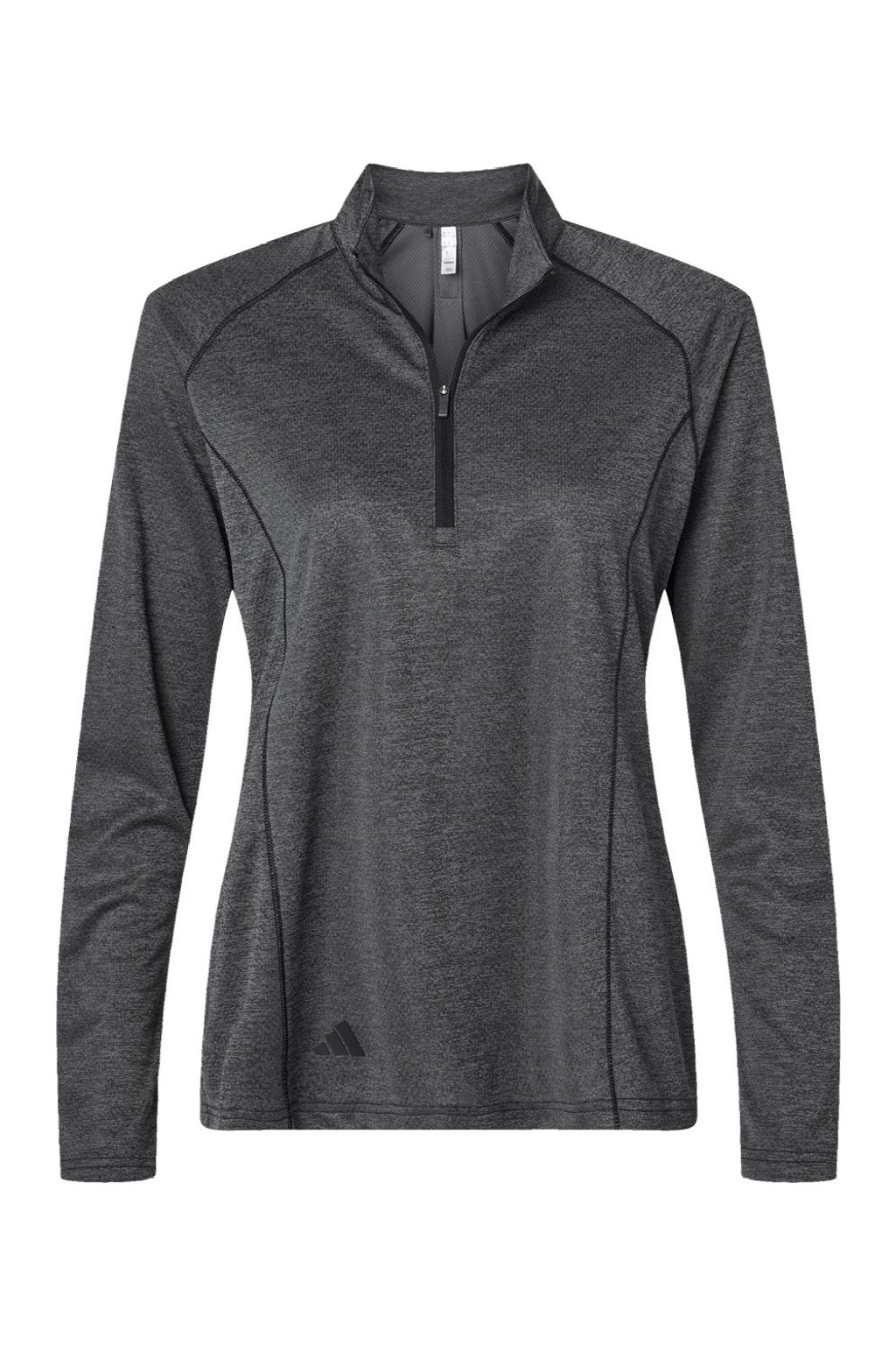 Adidas A594 Womens Space Dyed 1/4 Zip Sweatshirt Black Melange Flat Front