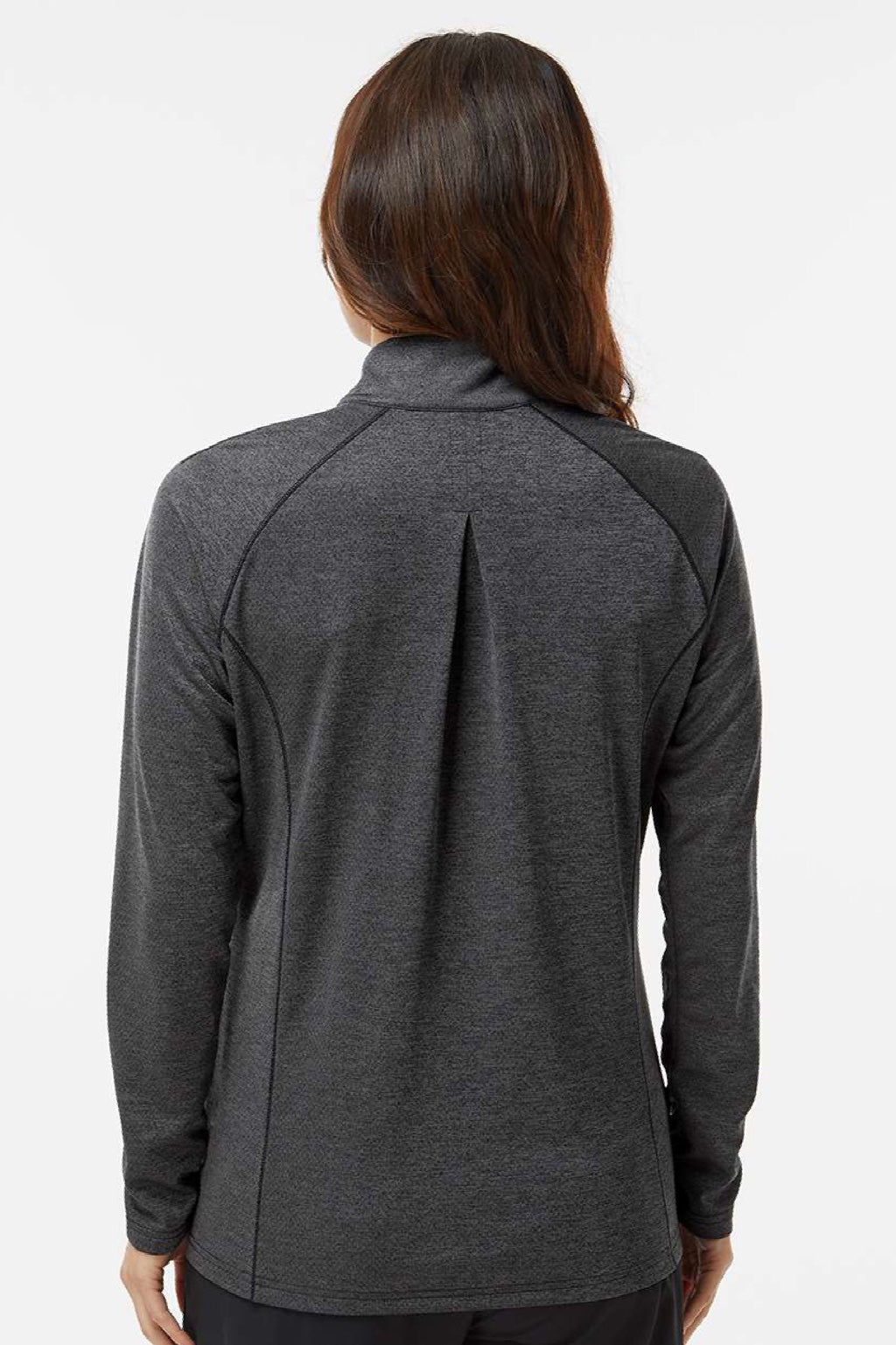 Adidas A594 Womens Space Dyed 1/4 Zip Sweatshirt Black Melange Model Back