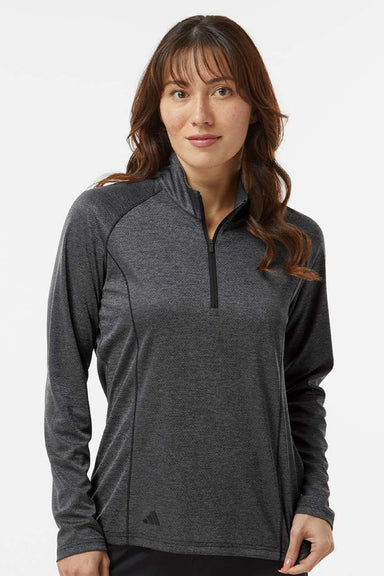 Adidas A594 Womens Space Dyed 1/4 Zip Sweatshirt Black Melange Model Front