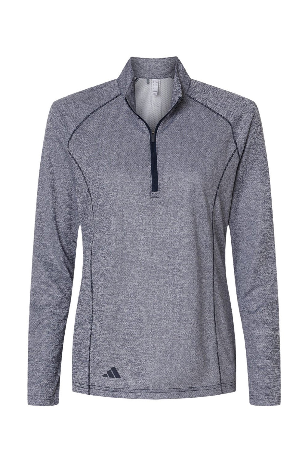 Adidas A594 Womens Space Dyed 1/4 Zip Sweatshirt Collegiate Navy Blue Melange Flat Front