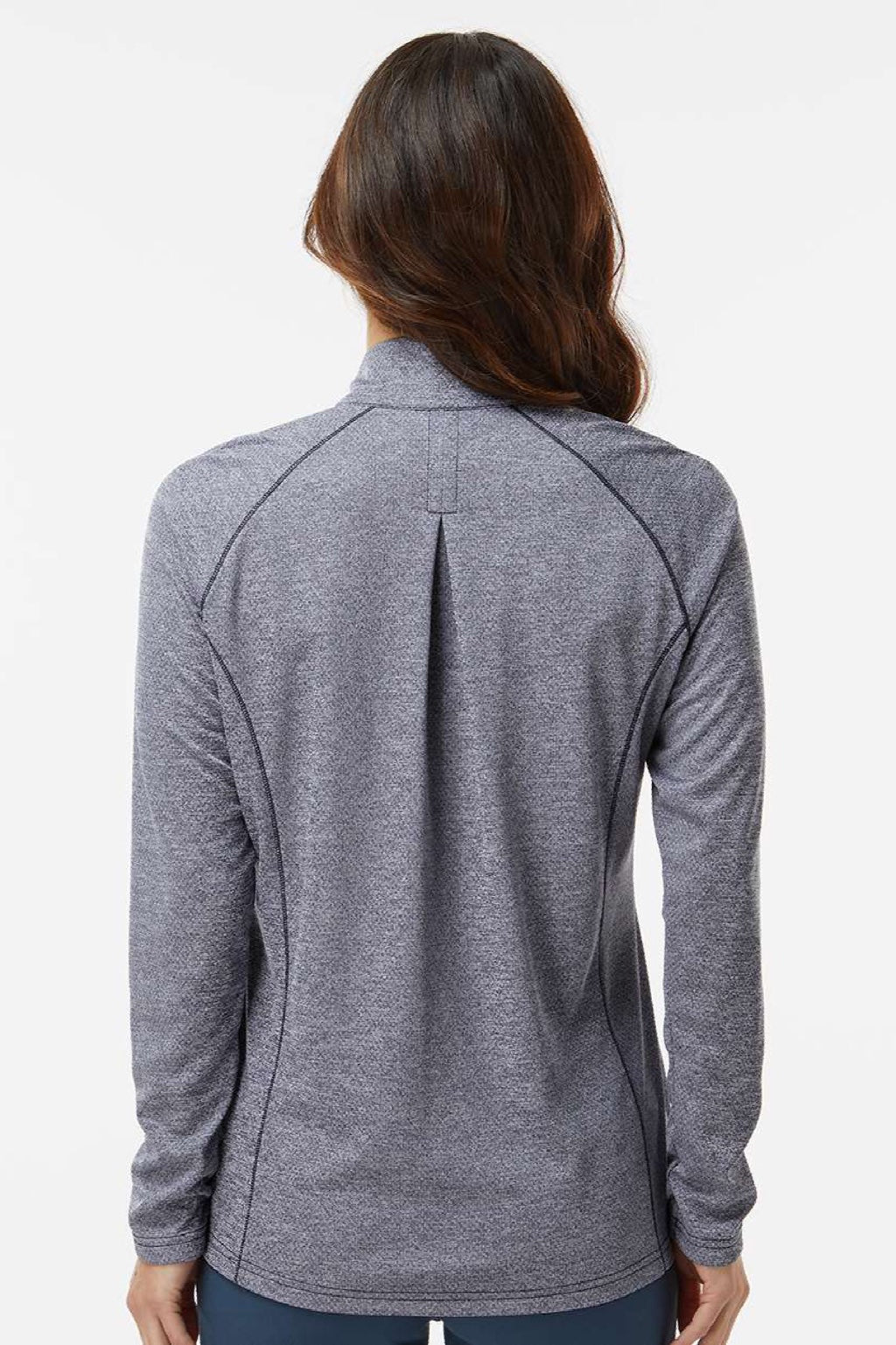 Adidas A594 Womens Space Dyed 1/4 Zip Sweatshirt Collegiate Navy Blue Melange Model Back
