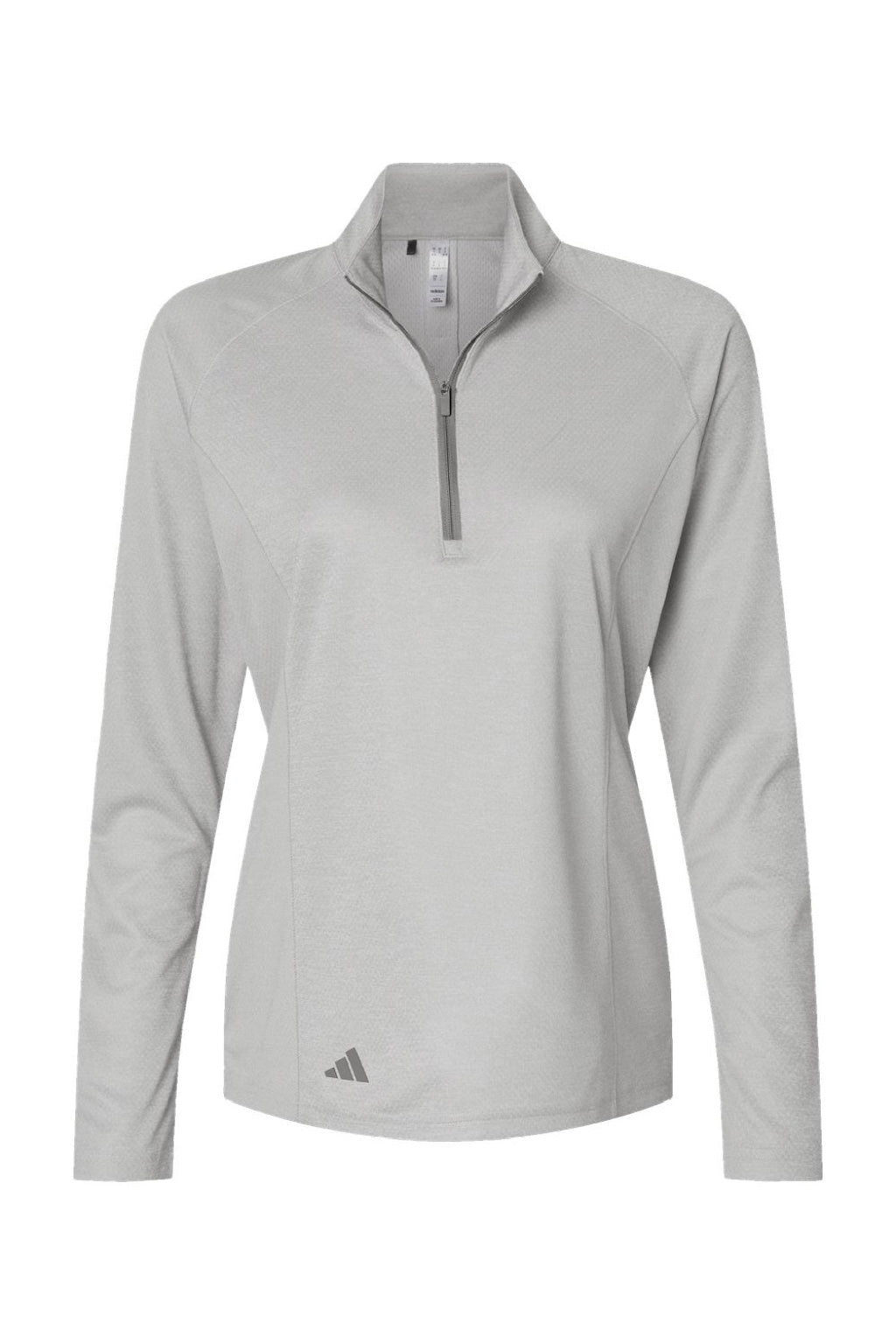 Adidas A594 Womens Space Dyed 1/4 Zip Sweatshirt Heather Grey Flat Front