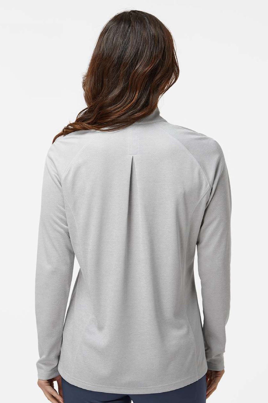 Adidas A594 Womens Space Dyed 1/4 Zip Sweatshirt Heather Grey Model Back