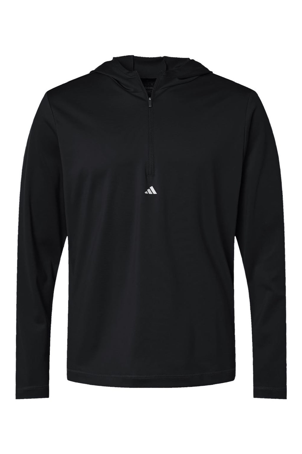 Adidas A596 Mens Lightweight Performance 1/4 Zip Hooded Sweatshirt Hoodie Black Flat Front