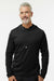 Adidas A596 Mens Lightweight Performance 1/4 Zip Hooded Sweatshirt Hoodie Black Model Front