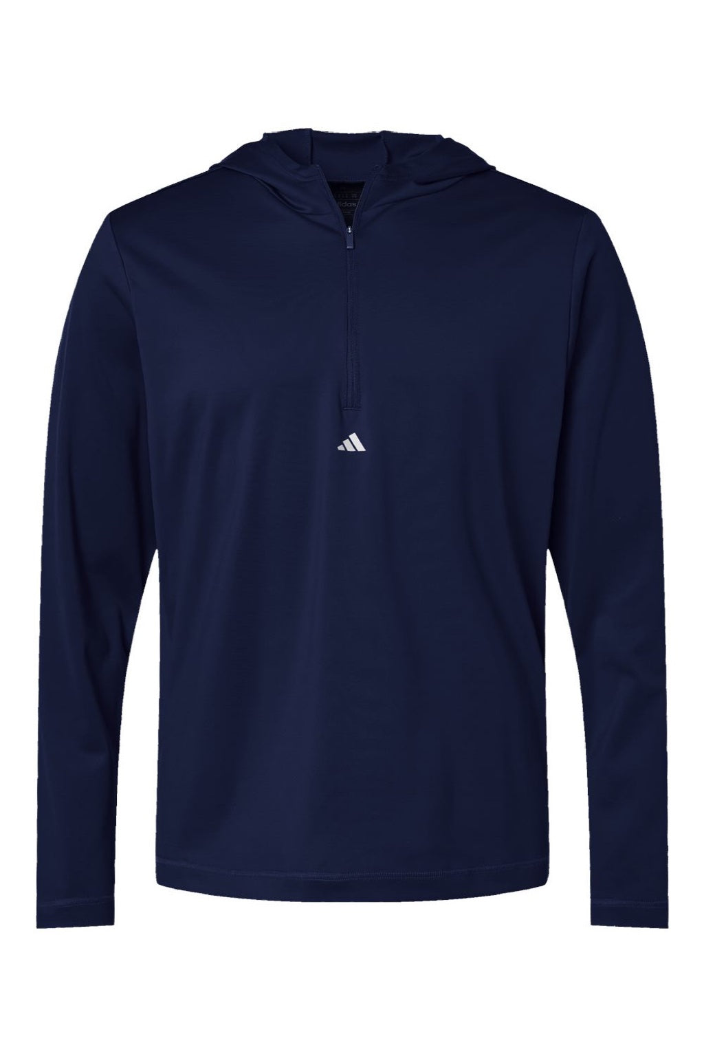 Adidas A596 Mens Lightweight Performance 1/4 Zip Hooded Sweatshirt Hoodie Collegiate Navy Blue Flat Front