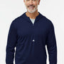 Adidas Mens Lightweight Performance 1/4 Zip Hooded Sweatshirt Hoodie - Collegiate Navy Blue - New
