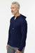 Adidas A596 Mens Lightweight Performance 1/4 Zip Hooded Sweatshirt Hoodie Collegiate Navy Blue Model Side