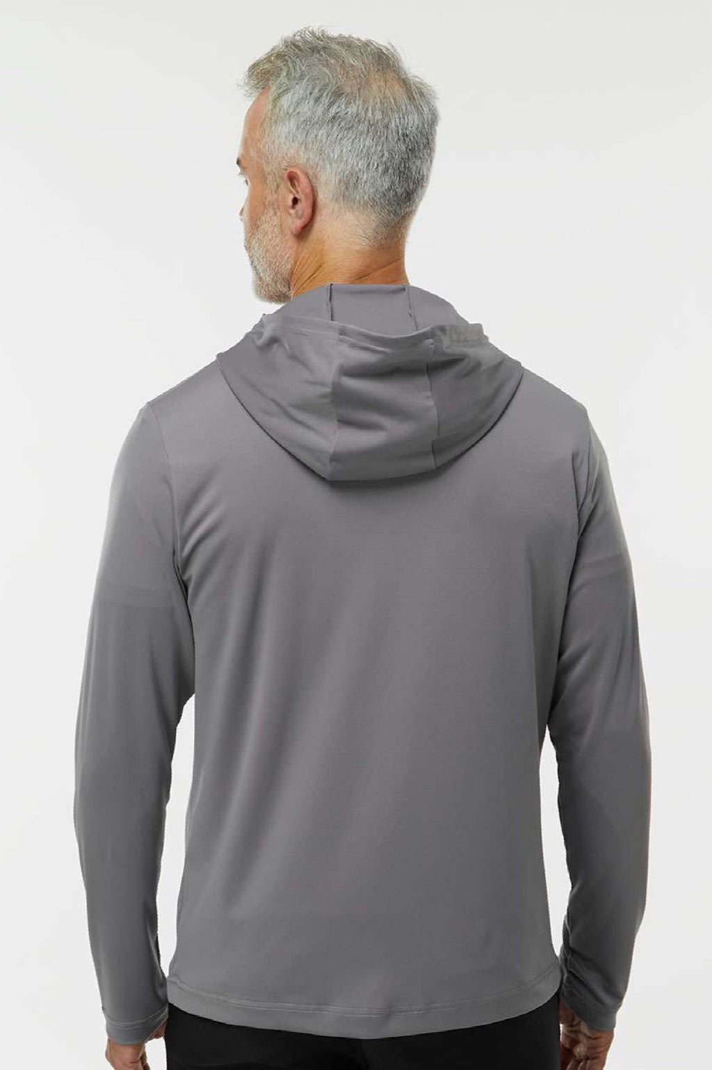Adidas A596 Mens Lightweight Performance 1/4 Zip Hooded Sweatshirt Hoodie Grey Model Back