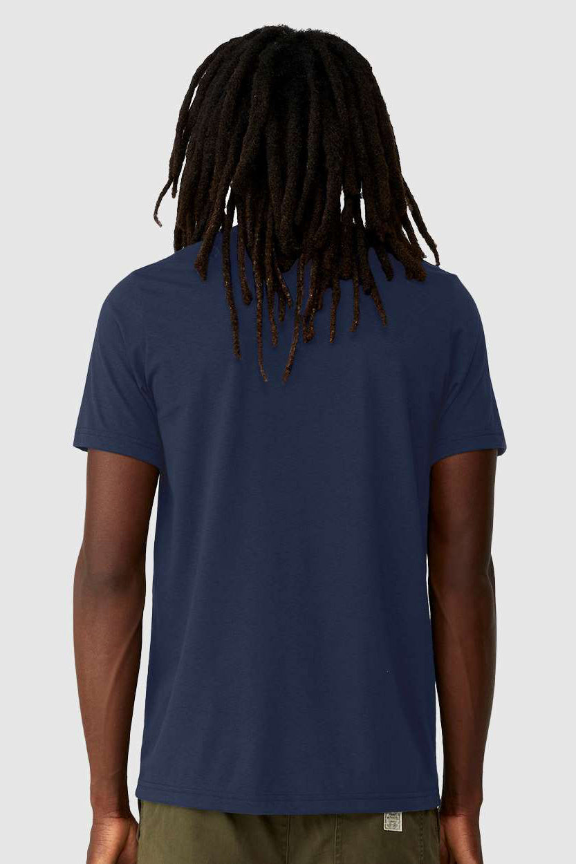 Bella + Canvas 3001ECO Mens EcoMax Short Sleeve Crewneck T-Shirt Navy Blue Model Back