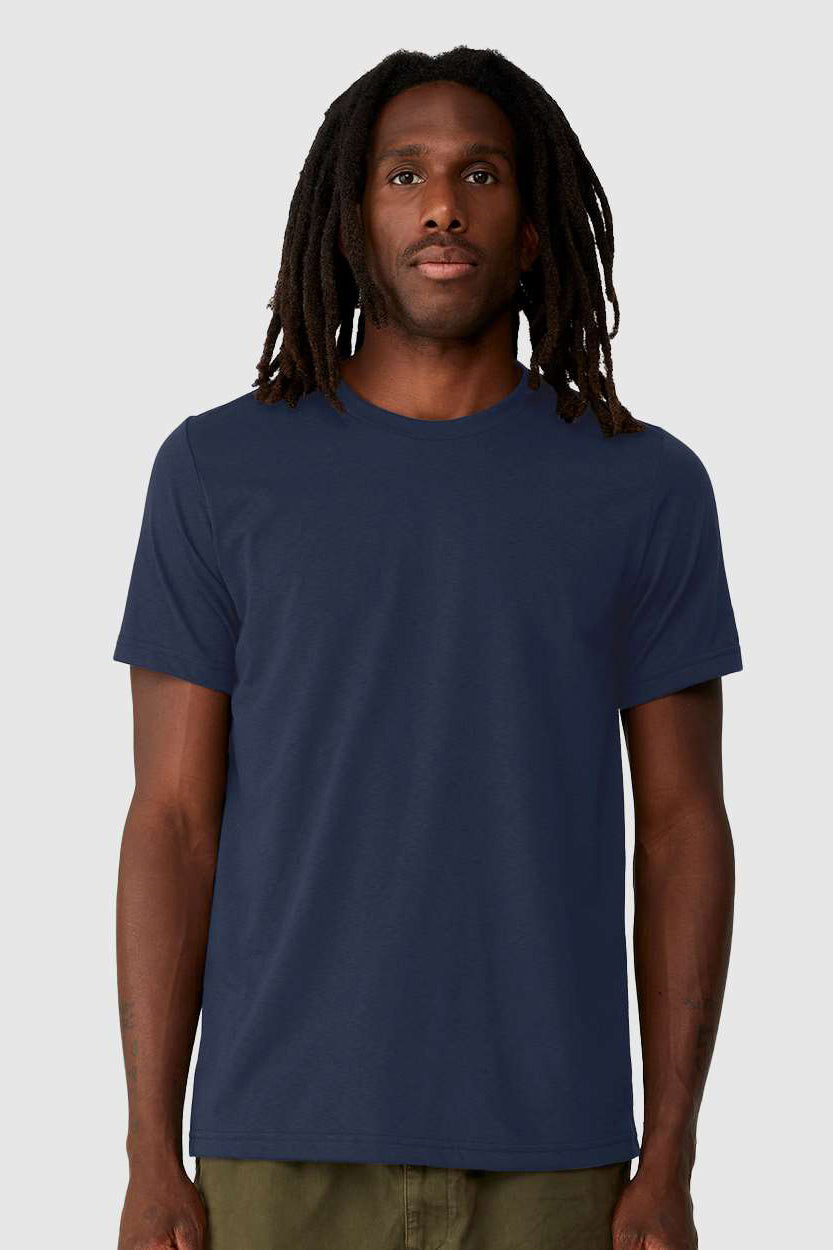 Bella + Canvas 3001ECO Mens EcoMax Short Sleeve Crewneck T-Shirt Navy Blue Model Front