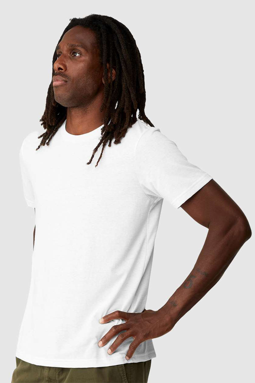 Bella + Canvas 3001ECO Mens EcoMax Short Sleeve Crewneck T-Shirt White Model Side