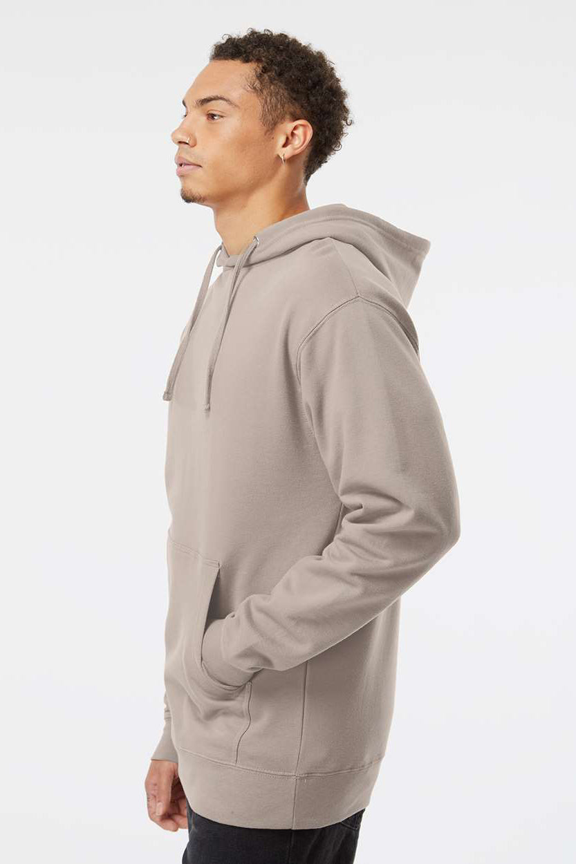 Independent Trading Company SS4500 Mens Hooded Sweatshirt Hoodie w/ Pouch Pocket Cement Grey Model Side