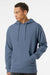 Independent Trading Company SS4500 Mens Hooded Sweatshirt Hoodie w/ Pouch Pocket Storm Blue Model Front