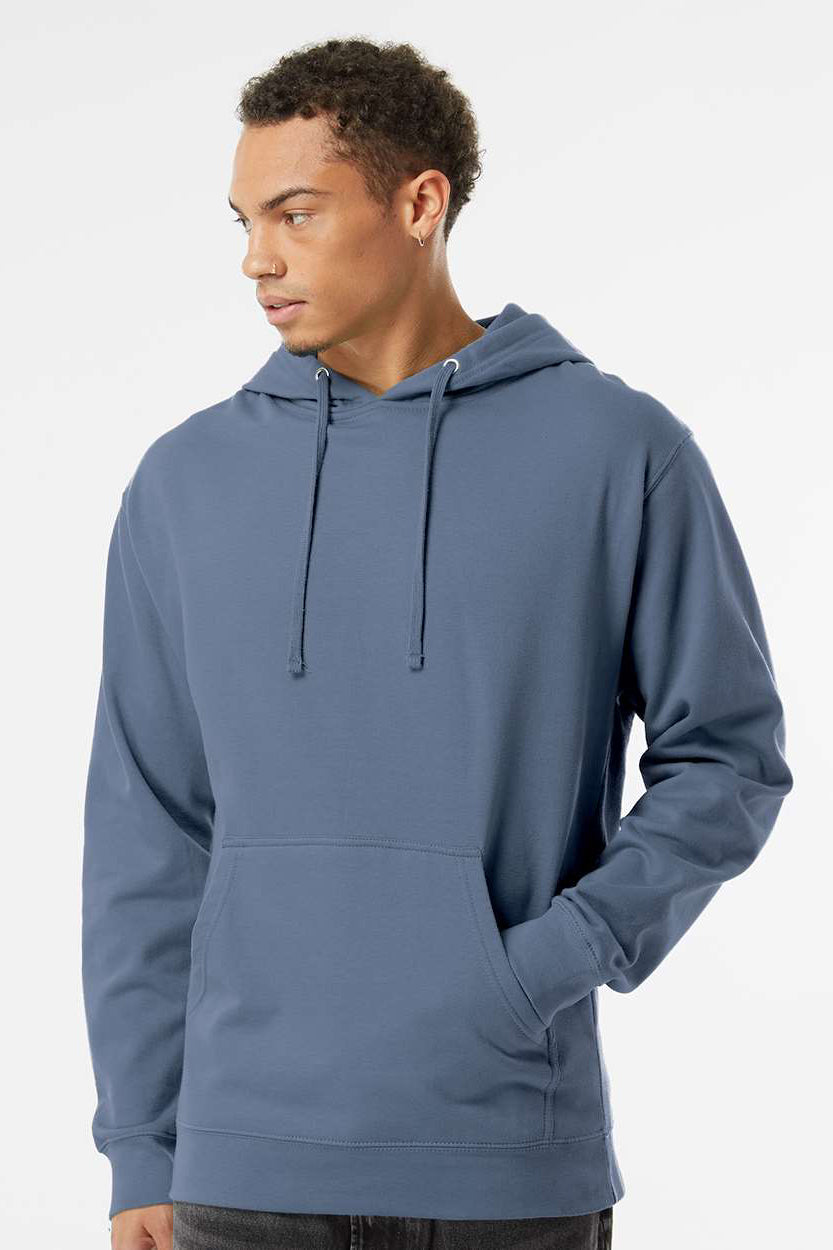 Independent Trading Company SS4500 Mens Hooded Sweatshirt Hoodie w/ Pouch Pocket Storm Blue Model Front