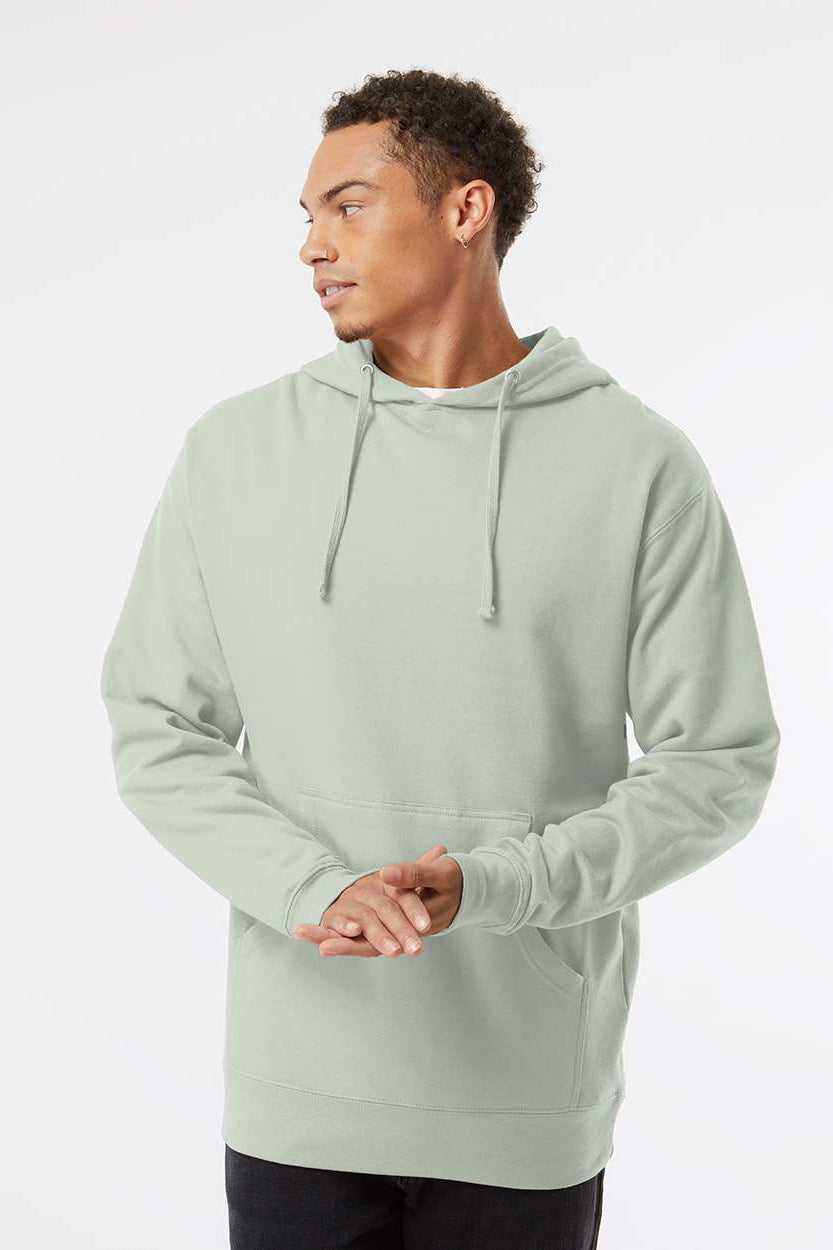 Independent Trading Company SS4500 Mens Hooded Sweatshirt Hoodie w/ Pouch Pocket Dusty Sage Green Model Front