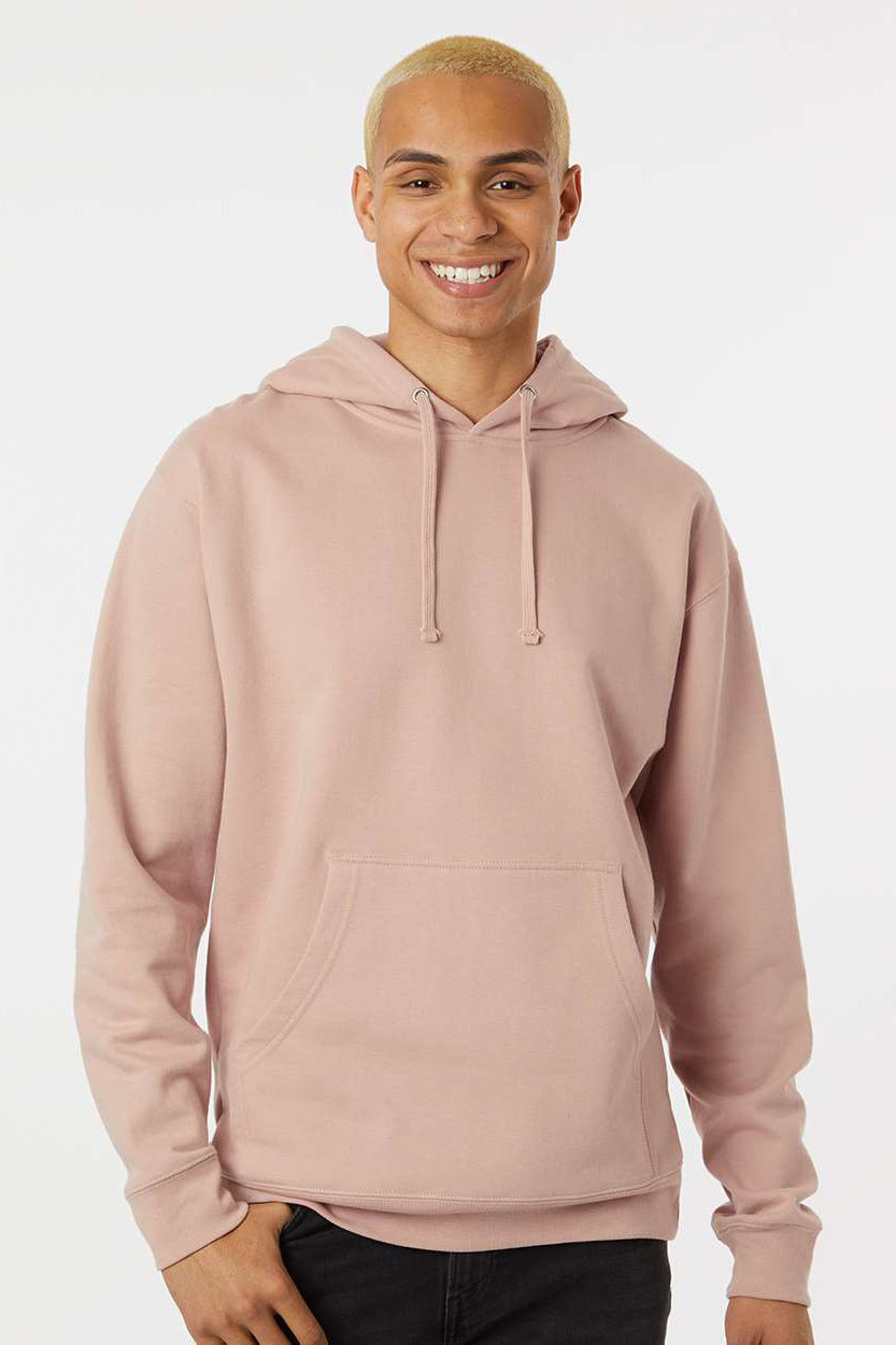 Independent Trading Company Mens Hooded Sweatshirt Hoodie w/ Pouch Pocket Dusty Pink
